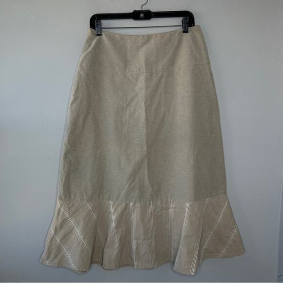 LA REDOUTE Faux Wrap Tulip Skirt Womens Size 14 Modest Office Professional Beige - Picture 6 of 8